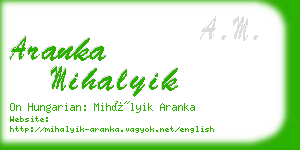 aranka mihalyik business card
